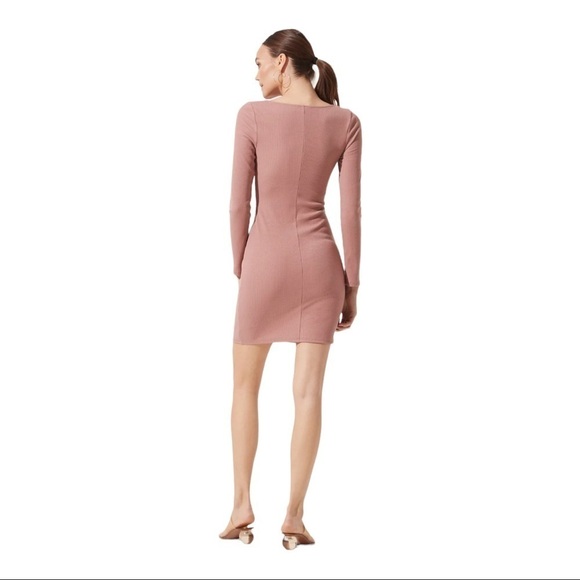 NEW ASTR The Label Blush Pink Hoo & Eye Corset Bodycon Long Sleeve Mini Dress XS - Picture 3 of 10